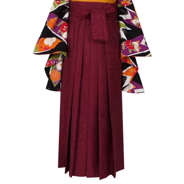  エンジ×桜地紋 レンタル 袴単品 P095-LL