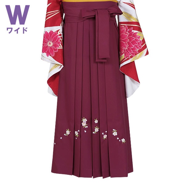  ワイドサイズ エンジ×刺繍(W15) レンタル 袴単品 P116-MW