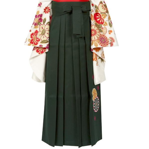  緑×菊　刺繍 レンタル 袴単品 P129-3L