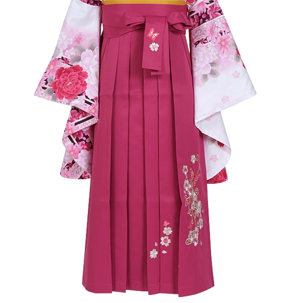  ラズベリーピンク×蝶 刺繍(定)(P084) レンタル 袴単品 P100-M