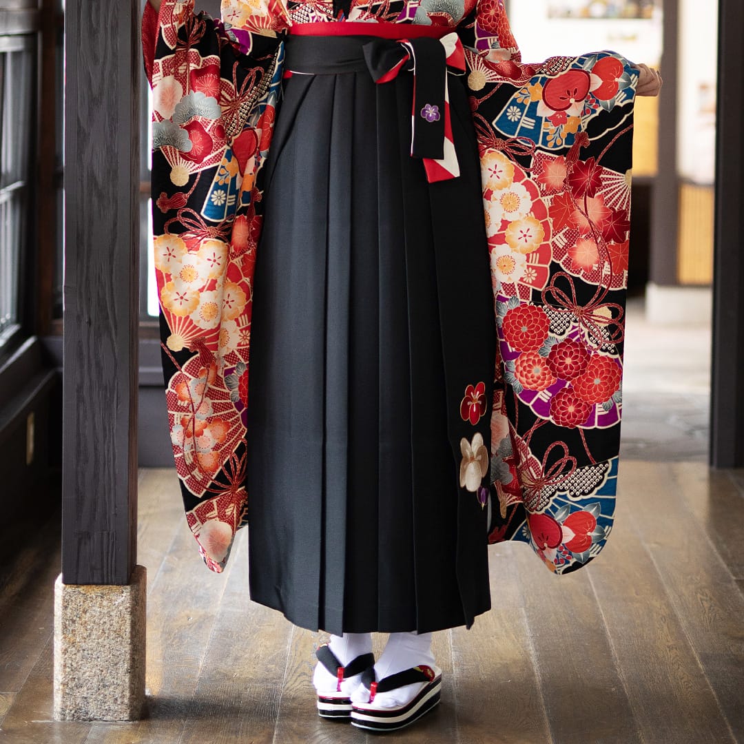  黒×丸椿 レンタル 袴単品 P195-M