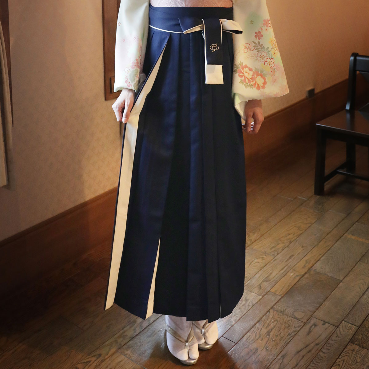  紺×アイボリー レンタル 袴単品 P209-S