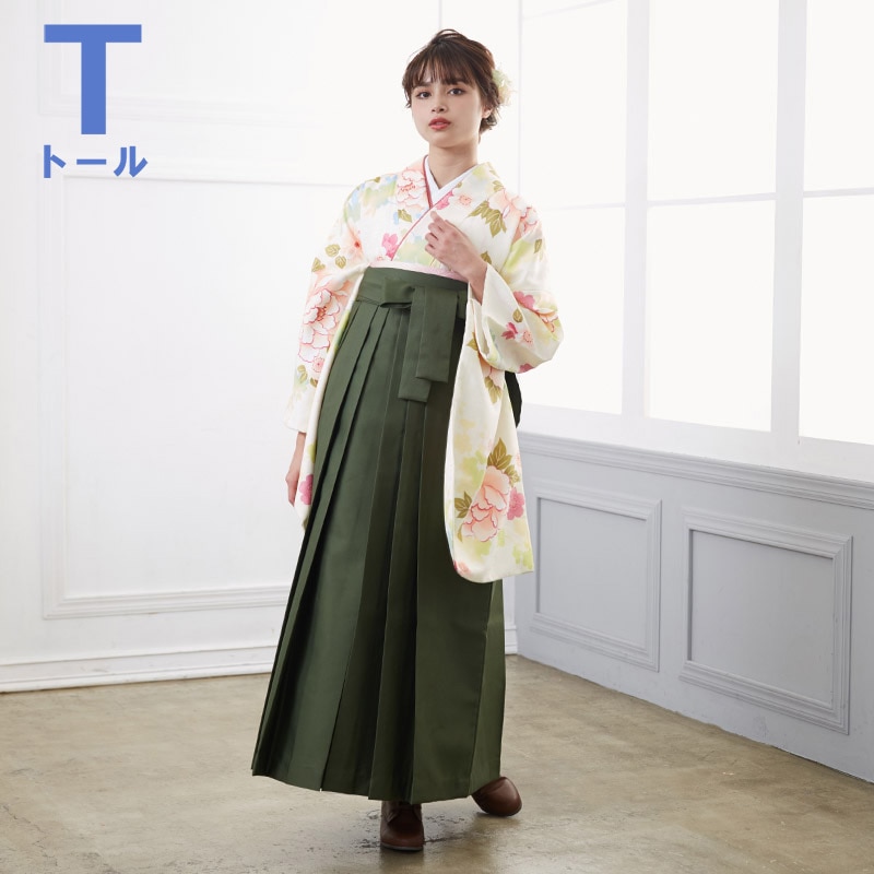  クリーム　雪輪に牡丹 G791 【トールサイズ】 レンタル 大学生袴 G793