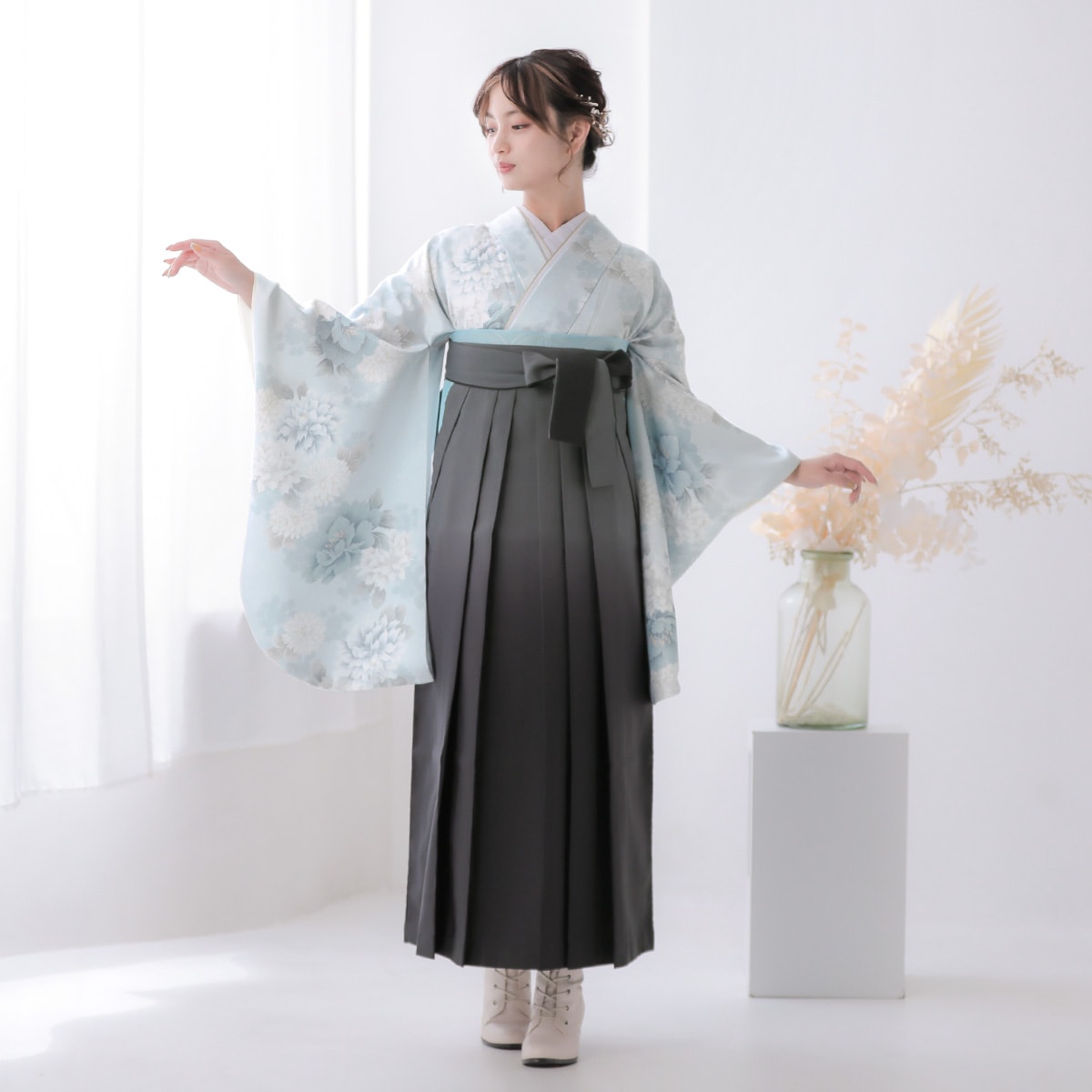  スノーホワイト　菊牡丹 レンタル 大学生袴 G1008