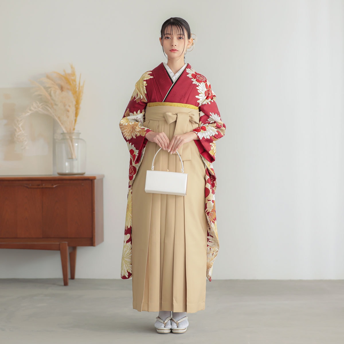 星乃夢奈 赤　梅に菊 レンタル 振袖袴 R2209