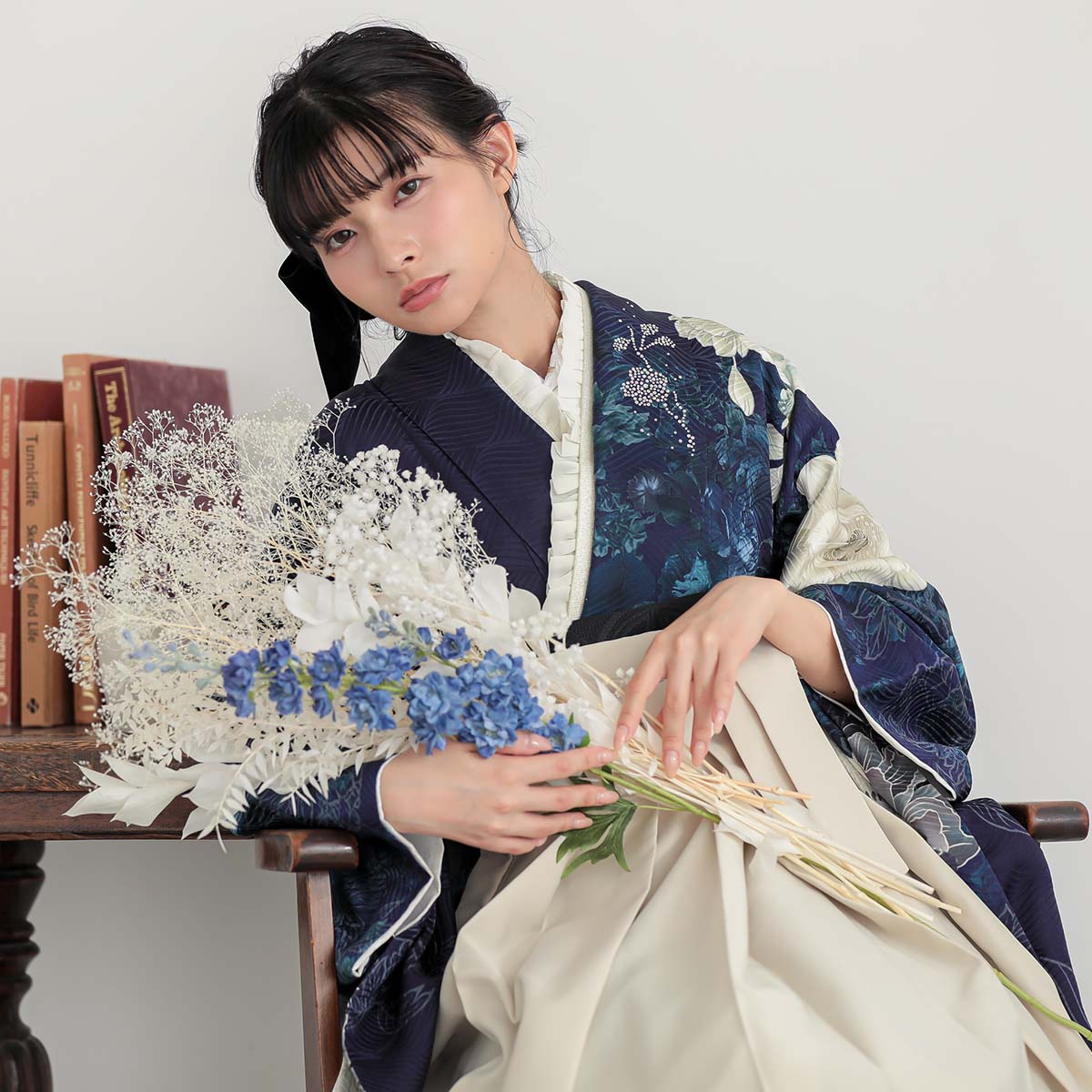 OLD&NEW 青　牡丹 レンタル 振袖袴 R2207