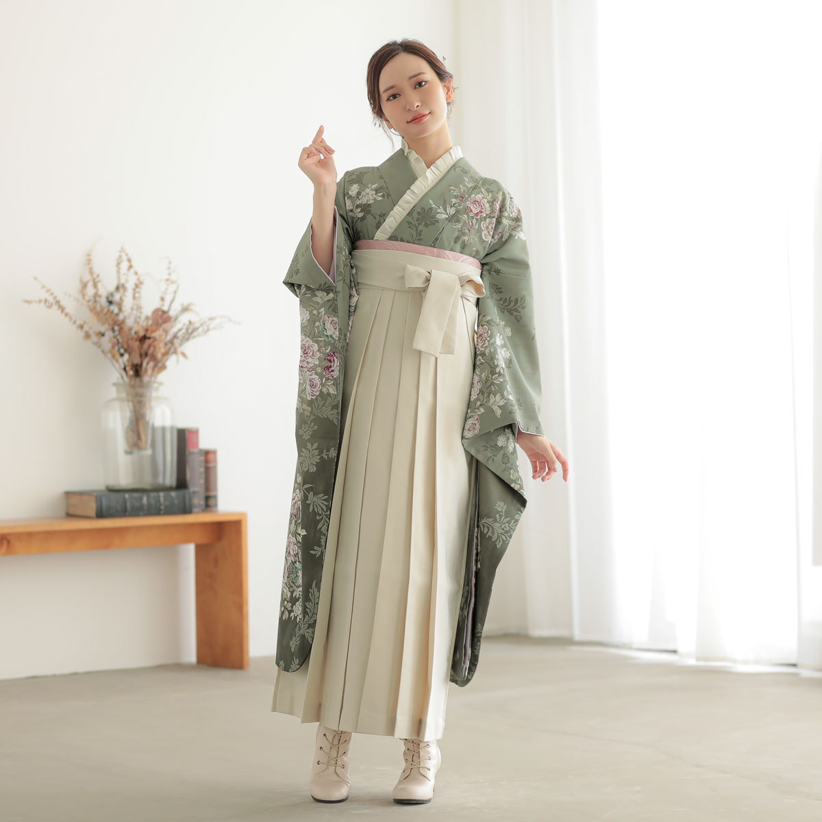 JILL STUART 【SALE】 モスグリーン　ゴブランブーケ レンタル 振袖袴 R2072