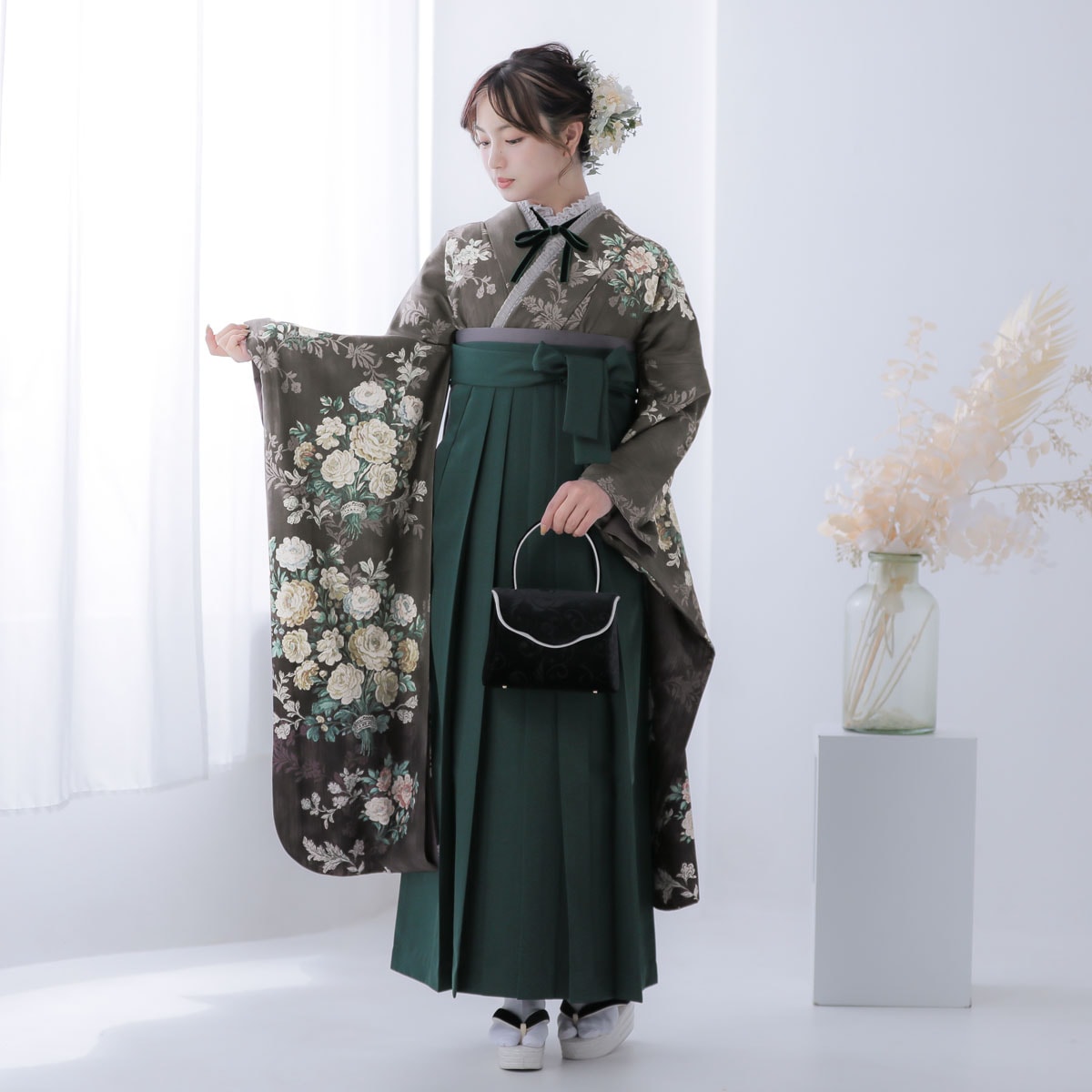 JILL STUART チャコールグレイ　ゴブランブーケ レンタル 振袖袴 R2071