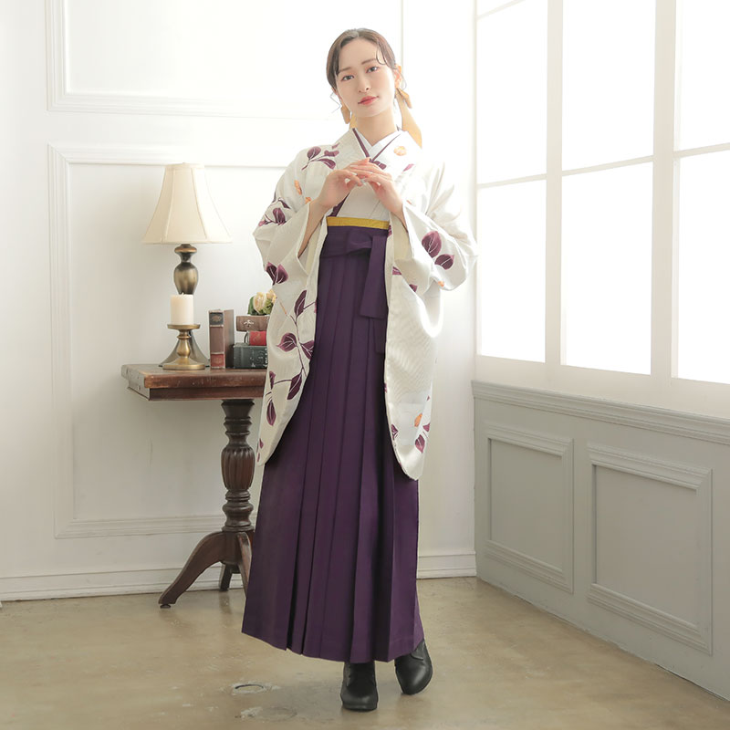  【SALE】 淡ベージュ　万筋椿 レンタル 大学生袴 G986