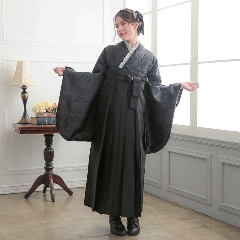  【SALE】 黒　アラベスク レンタル 大学生袴 G959