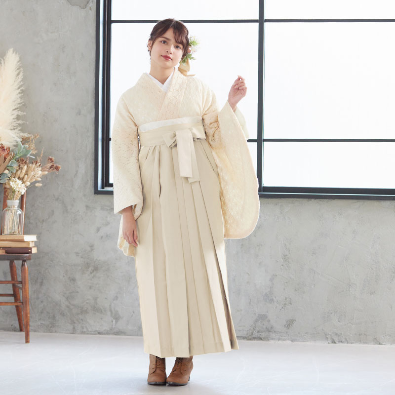  【SALE】 クリーム　フラワー総レース G958 レンタル 大学生袴 G943