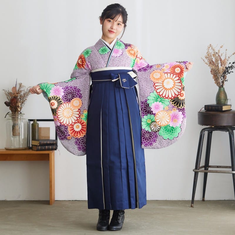  【SALE】 紫鹿の子　菊花 レンタル 大学生袴 G900