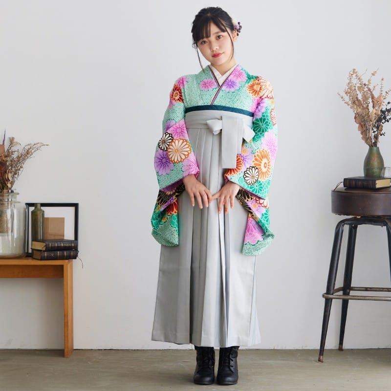  【SALE】 緑鹿の子　菊花 レンタル 大学生袴 G899