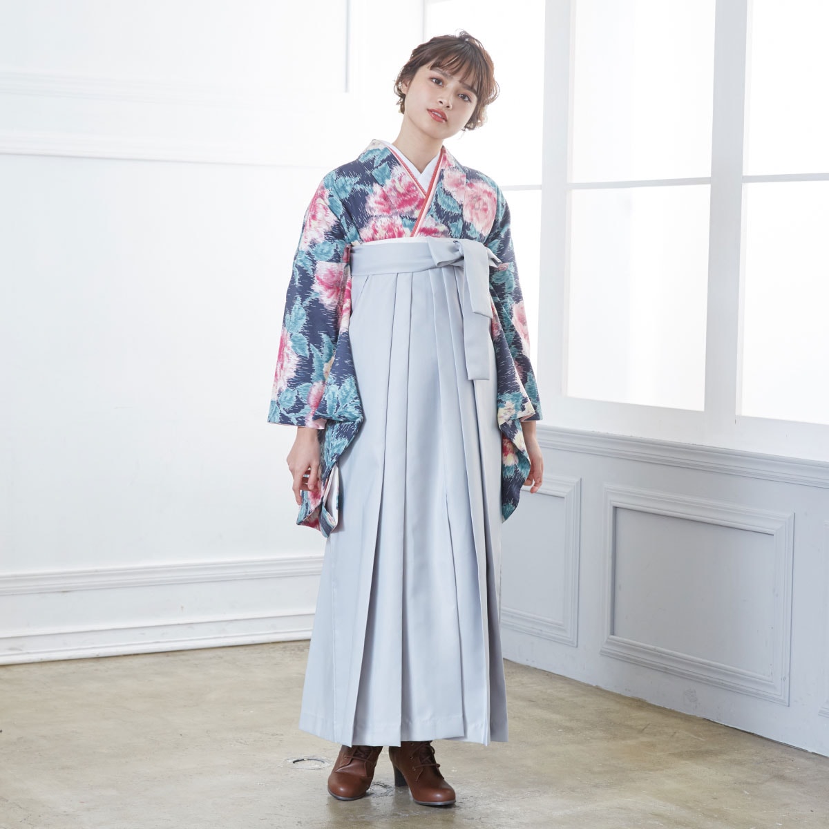 JILL STUART 【SALE】 緑　絣風薔薇 レンタル 大学生袴 G878