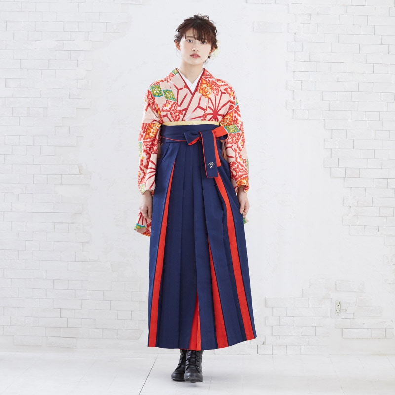  【SALE】 ピンク　破れ麻の葉に花麻の葉 レンタル 大学生袴 G849