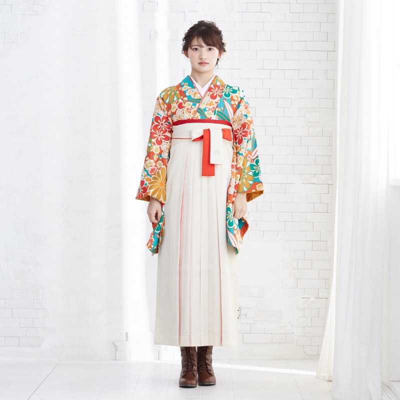  【SALE】 橙色　梅・菊・笹・桜 G782  G802 レンタル 大学生袴 G770