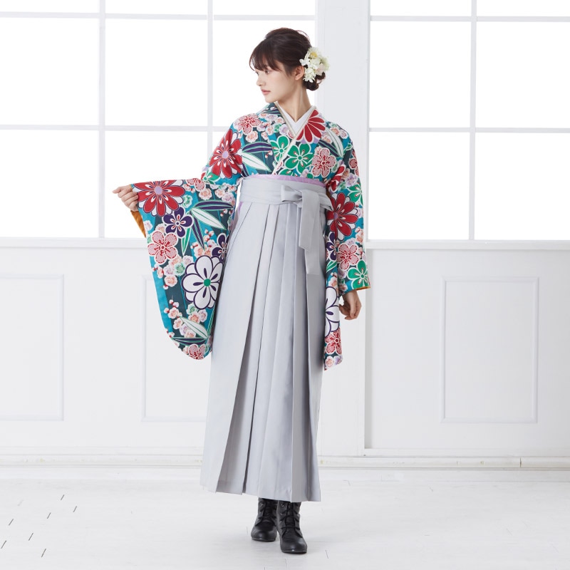  【SALE】 青緑　梅・菊・笹・桜 G781  G801 レンタル 大学生袴 G769