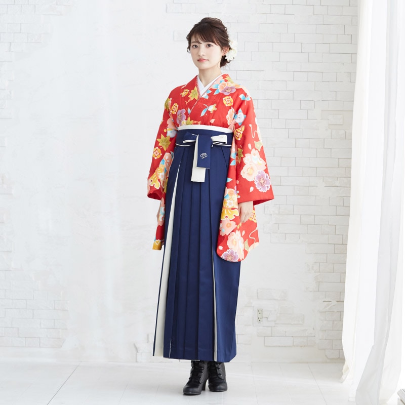 【SALE】 赤　桜楓橘　宝尽くし レンタル 大学生袴 G752