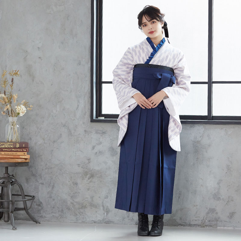  【SALE】 グレー×白　矢絣 レンタル 大学生袴 G742