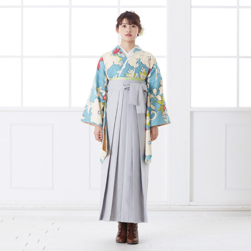  【SALE】 水色　花更紗 レンタル 大学生袴 G705