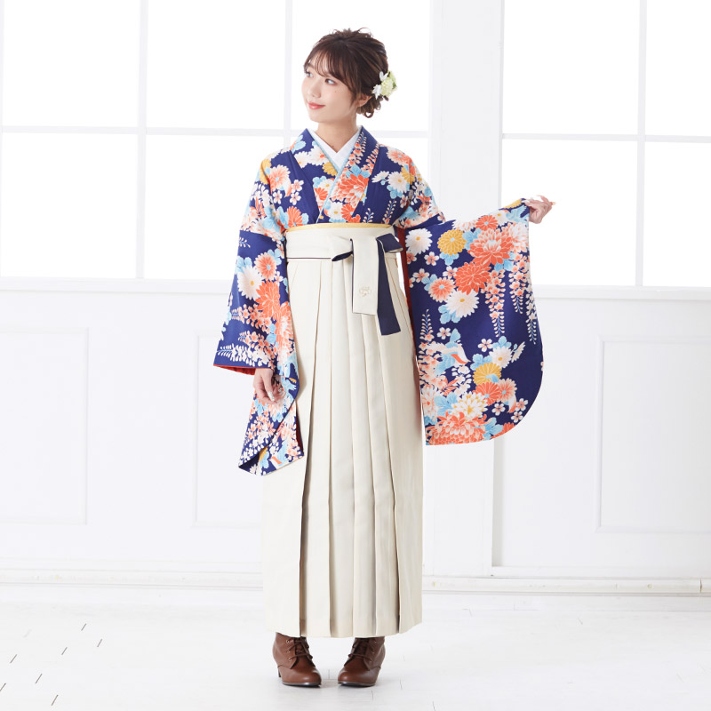  【SALE】 青　菊と藤の花 宅 Web限定商品 レンタル 大学生袴 G684