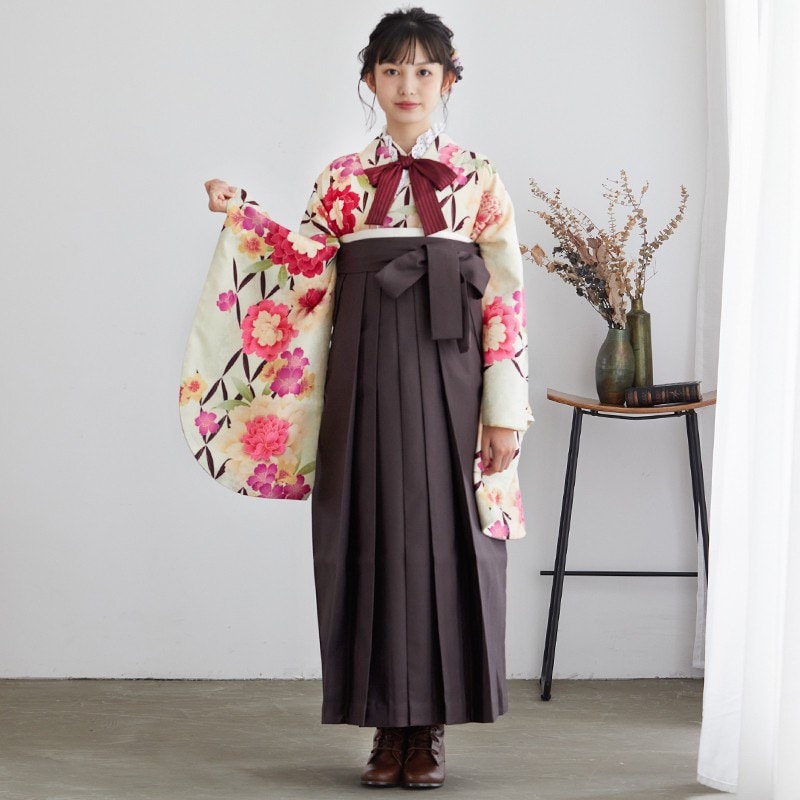 アトリエサブ 【SALE】 クリーム シャクナゲ レンタル 大学生袴 G619