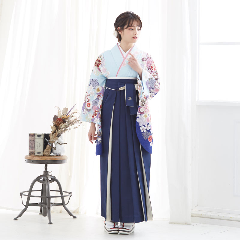  水色　菊鈴 レンタル 大学生袴 G603