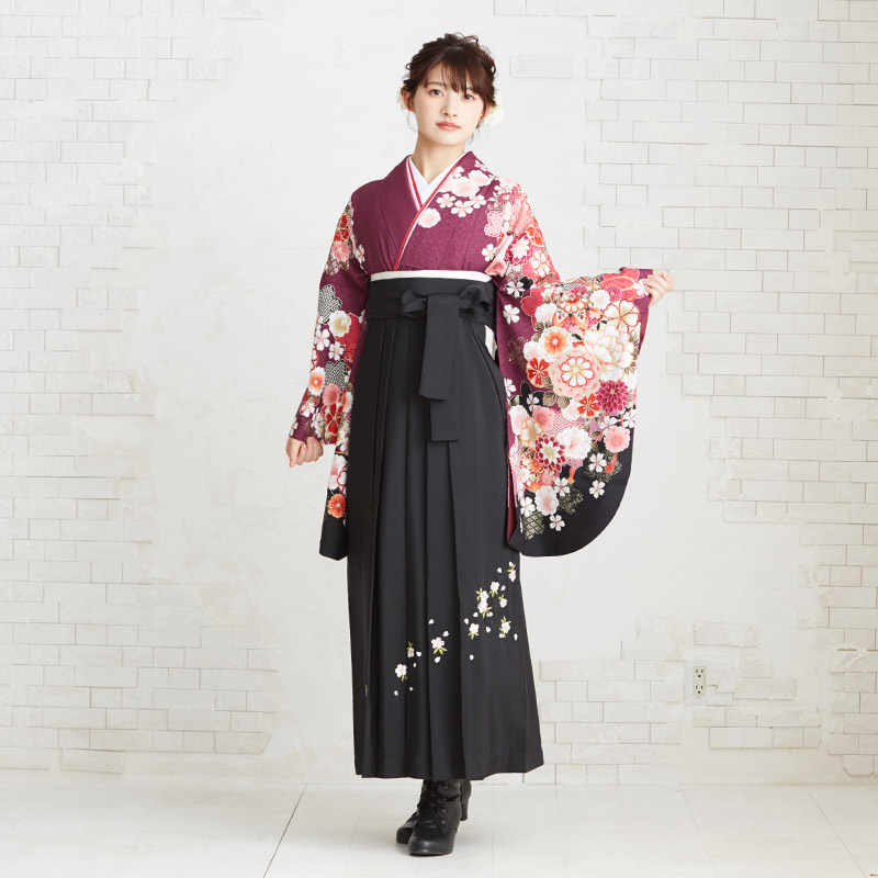  【SALE】 紫　菊鈴 レンタル 大学生袴 G602