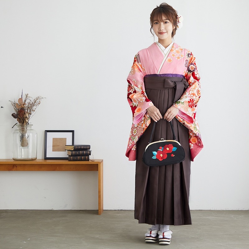  【SALE】 ピンク　七宝雲取牡丹 レンタル 大学生袴 G599