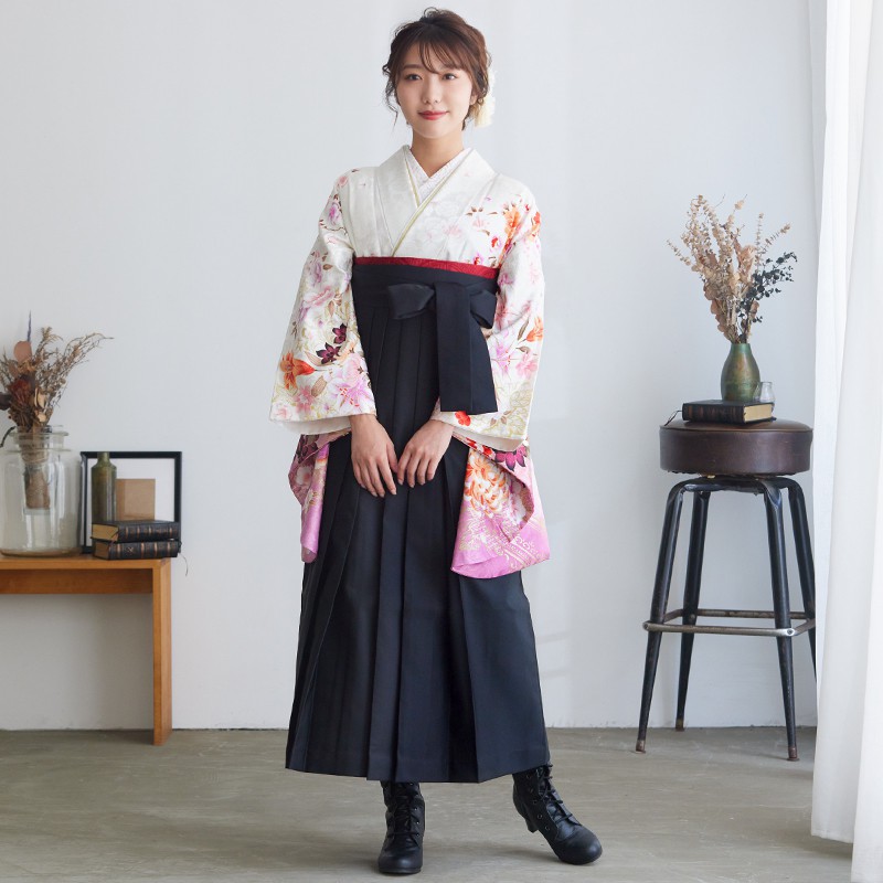  白　菊と百合 レンタル 大学生袴 G490