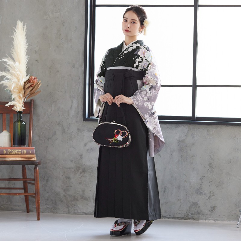  【SALE】 黒　菊花 レンタル 大学生袴 G435