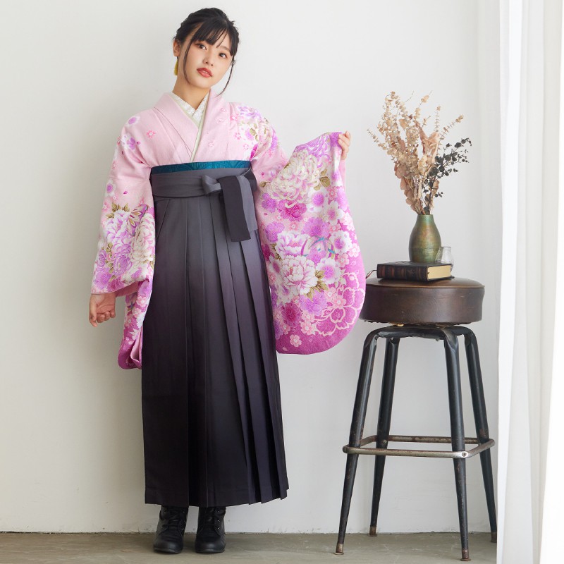  【SALE】 ピンク　菊と牡丹と桜と手鞠 レンタル 大学生袴 G390
