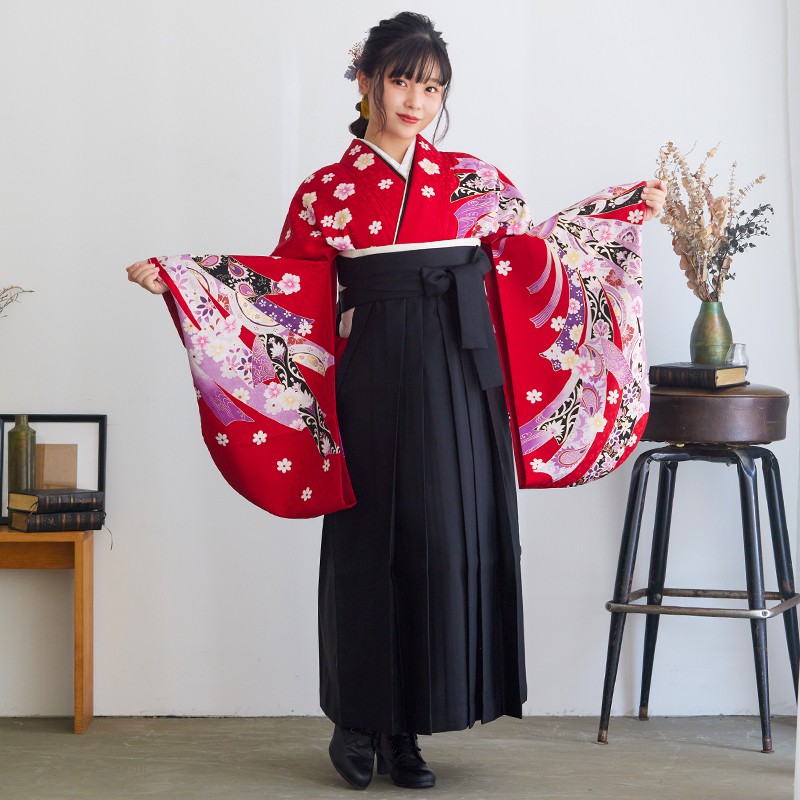  【SALE】 赤　熨斗柄 レンタル 大学生袴 G371