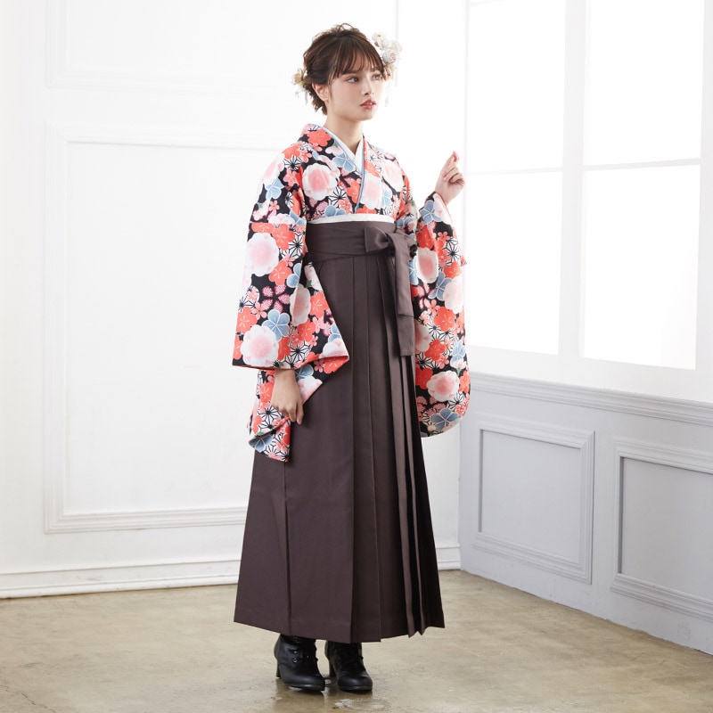  【SALE】 黒　梅と麻の葉 宅 Web限定商品 レンタル 大学生袴 G339