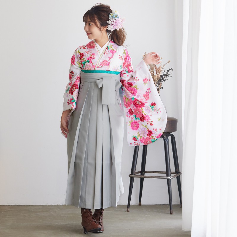  白　バラ レンタル 大学生袴 G331