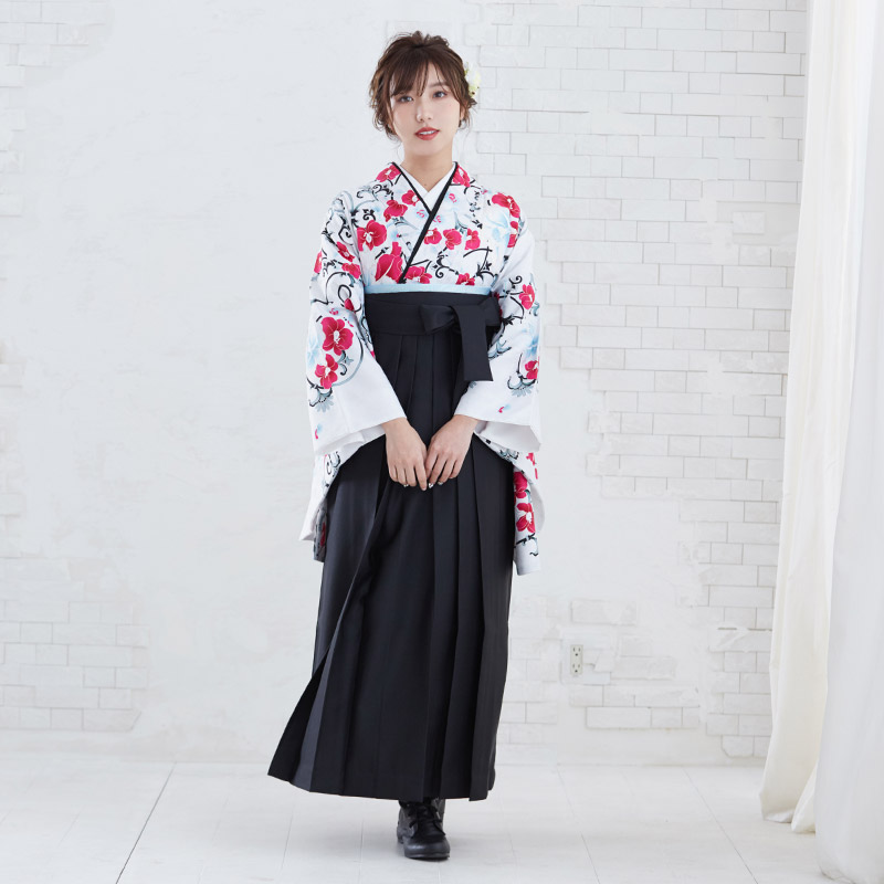 Adam＆Eve 【SALE】 白　カトレアと蘭 宅  G891 Web限定商品 レンタル 大学生袴 G312