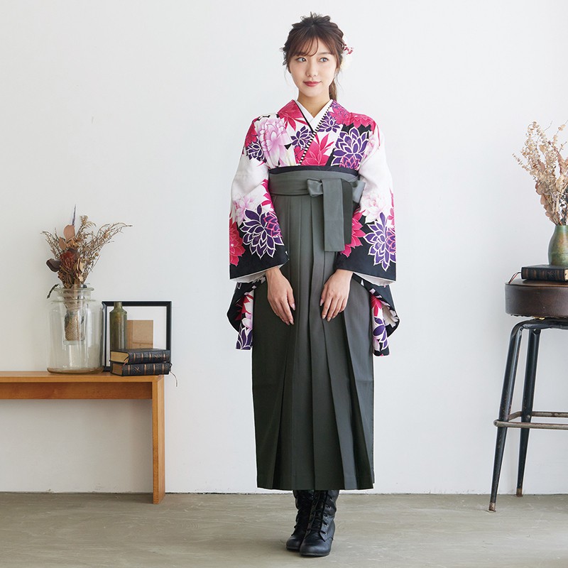 Adam＆Eve 【SALE】 白　ダリア レンタル 大学生袴 G308