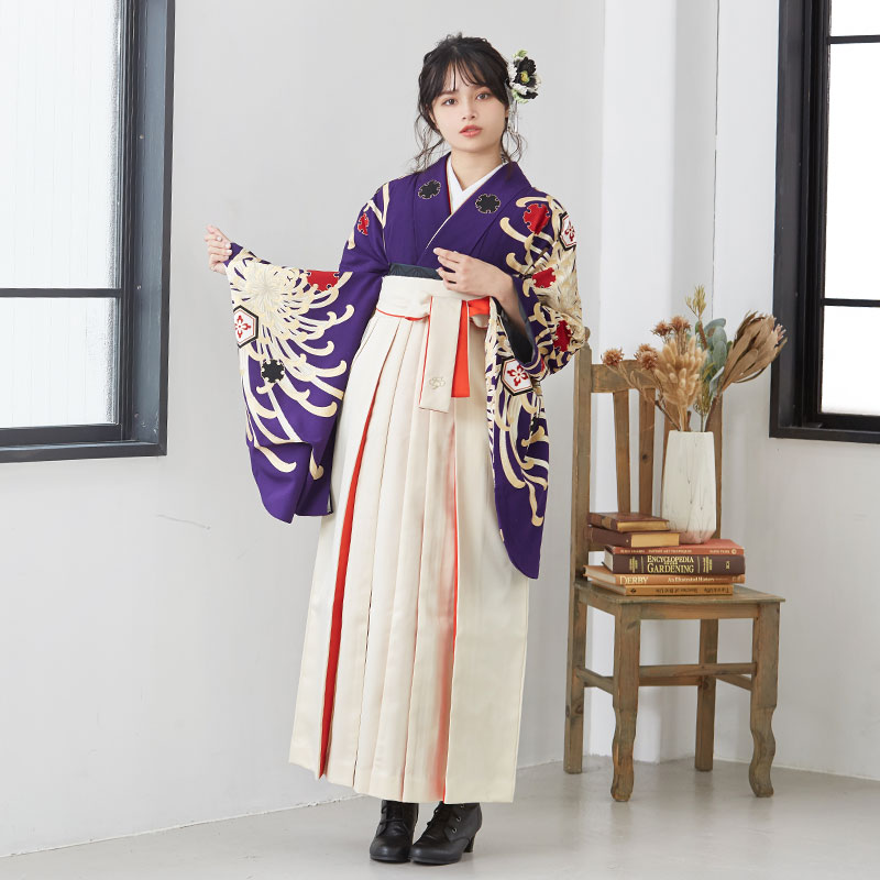 ジャパンスタイル 【SALE】 紫　菊と亀甲 レンタル 大学生袴 G297