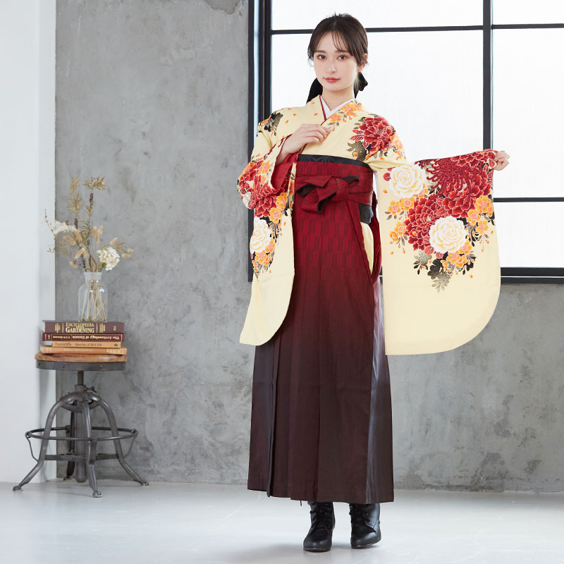 MERCURYDUO クリーム　花と蝶 レンタル 大学生袴 G293