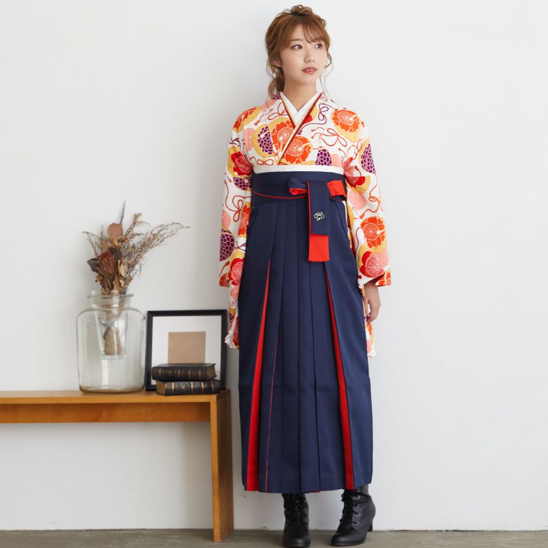 九重 【SALE】 白　九重　鈴と花 レンタル 大学生袴 G282