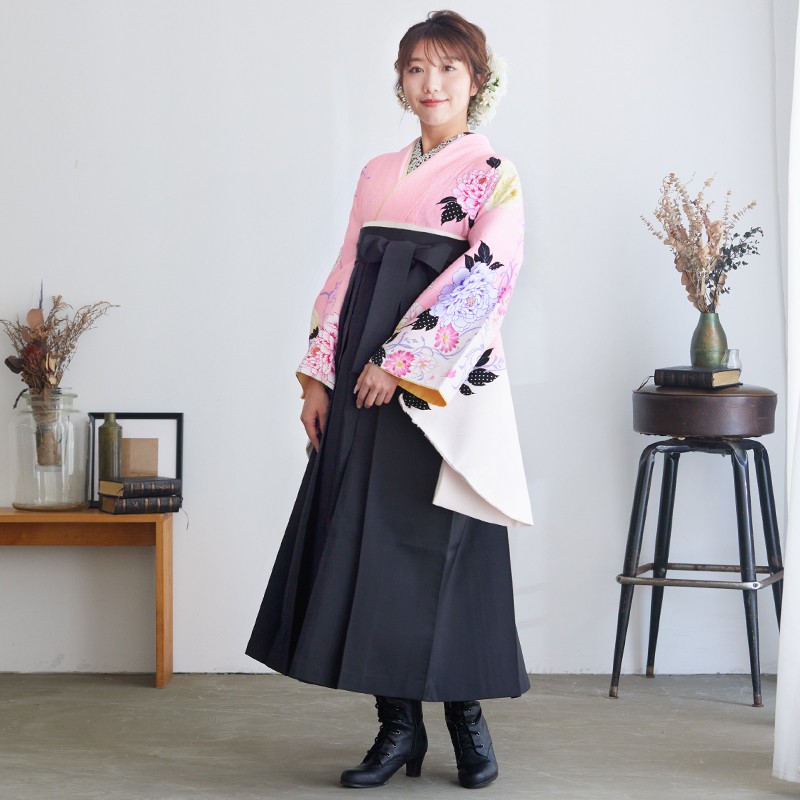 hiromichi nakano 【SALE】 ピンクぼかし　牡丹 レンタル 大学生袴 G273