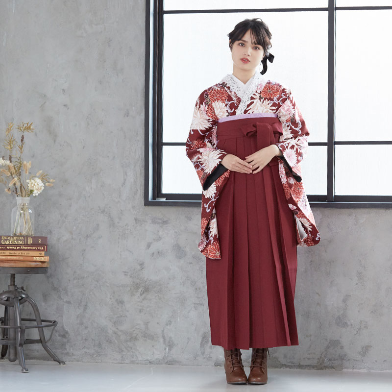 ニコル 茶色　菊と唐草 レンタル 大学生袴 G234