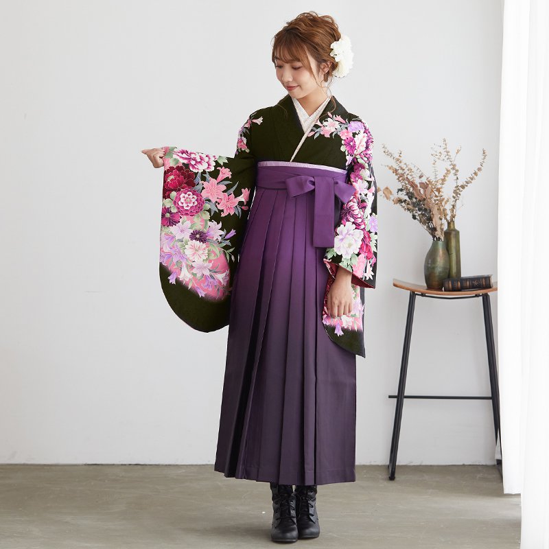 ハナエ･モリ 【SALE】 黒　菊と四季花 レンタル 大学生袴 G202