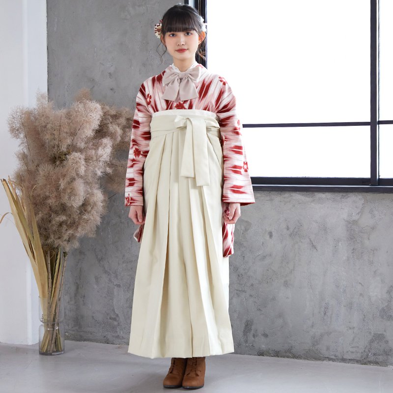  赤　桜矢絣 レンタル 大学生袴 G191