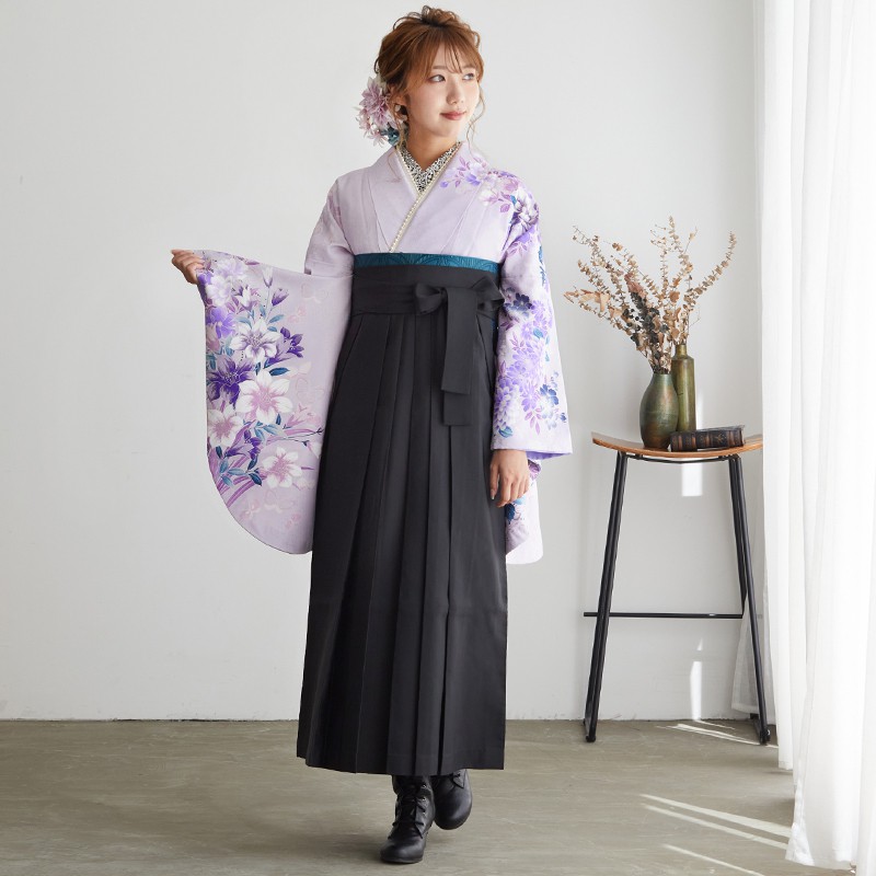 ハナエ･モリ 【SALE】 藤紫　牡丹と百合 レンタル 大学生袴 G189