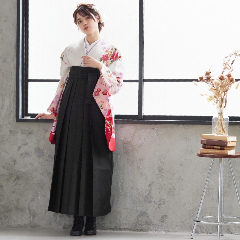  【SALE】 白ピンク　手鞠コスモス レンタル 大学生袴 G184