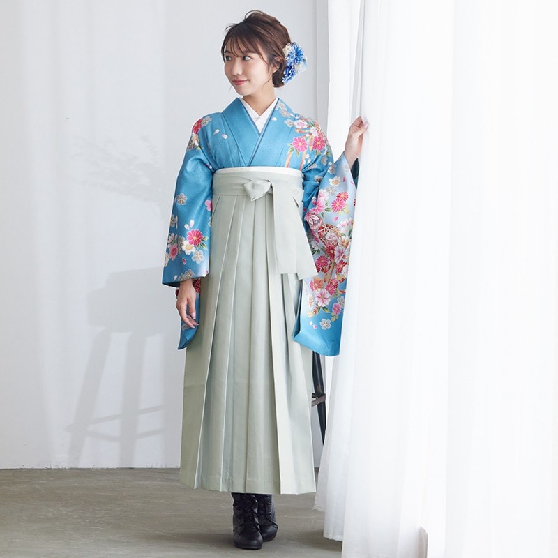  【SALE】 ブルーパール　手鞠コスモス レンタル 大学生袴 G163