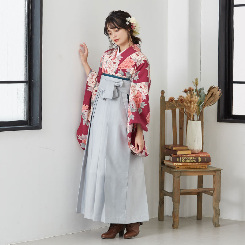  【SALE】 赤紫　牡丹 レンタル 大学生袴 G140