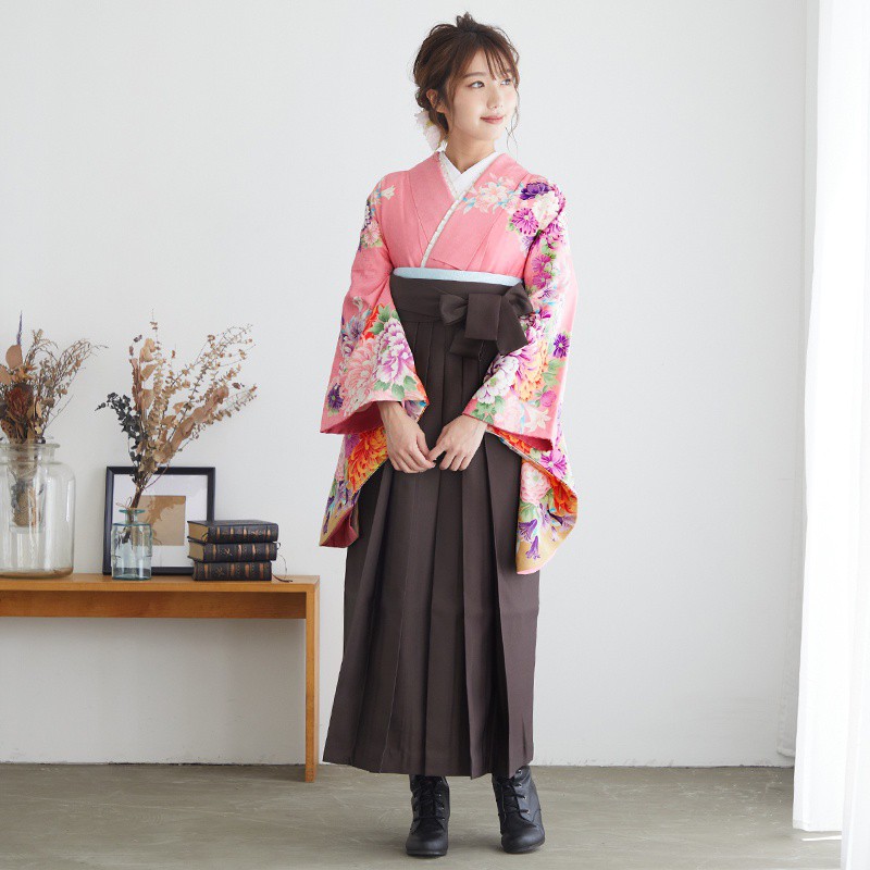 ハナエ･モリ 【SALE】 ピンク　菊と四季花 レンタル 大学生袴 G086