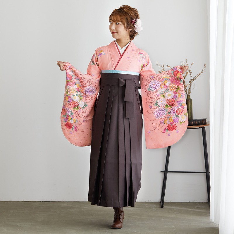 anan 【SALE】 ピンク　菊＆小桜 レンタル 大学生袴 G080